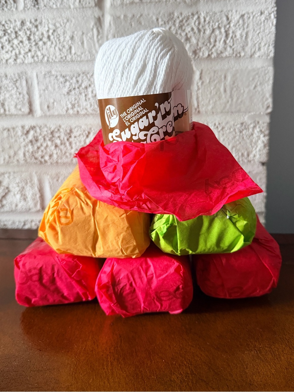 WHITE -The Original Sugar ‘nCream 6 White Yarn Skeins.Each wrapped individually.